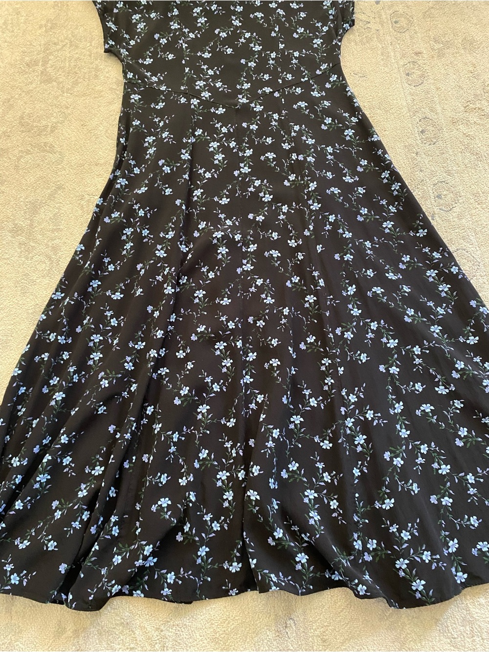 & Other Stories Paris Atelier Floral Maxi Dress 10 Black Blue Button Collar - Picture 9 of 16